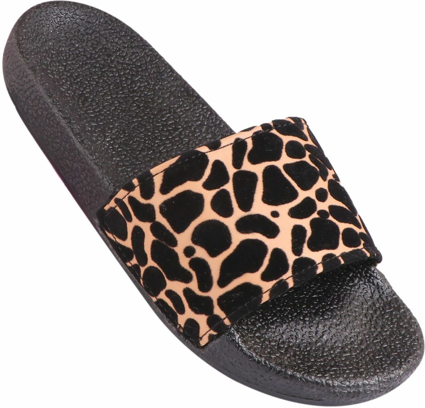 Leopard print slider discount slippers