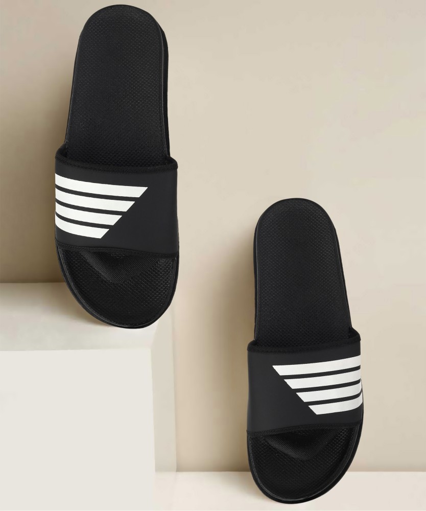 Buy Men's Black 4line Classy Flip Flops & Sliders Online in India