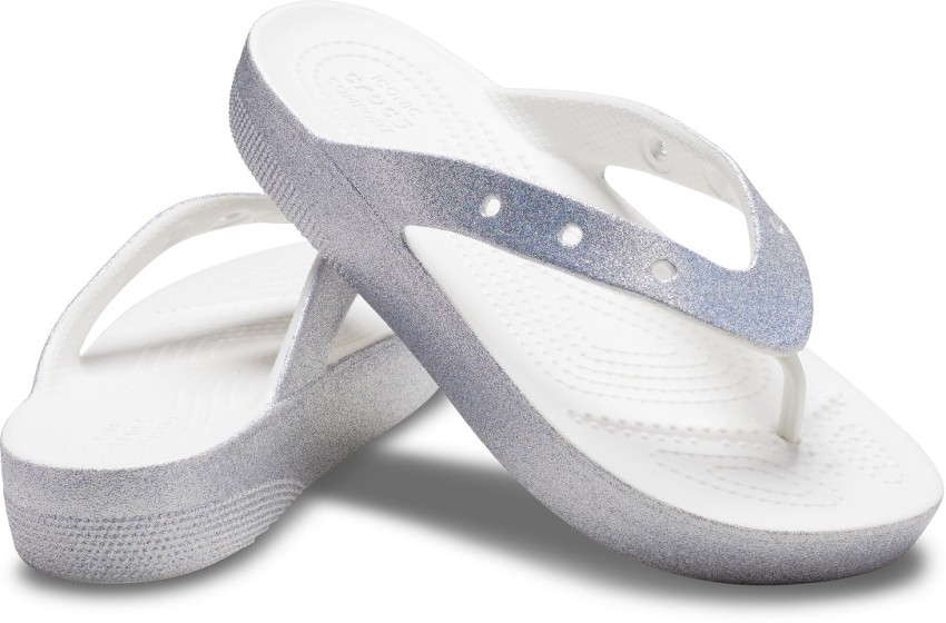 White glitter flip discount flops