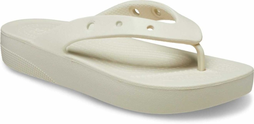 Womens White Crocs Classic Platform Flip Sandals