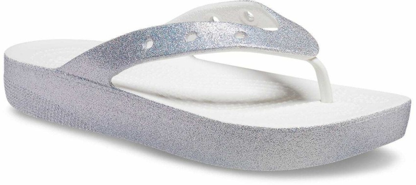 Crocs silver flip deals flops