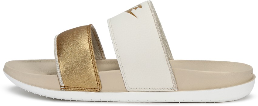 Nike benassi royalty golden check slides best sale