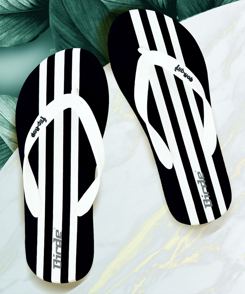 BIRDE Men Stylish Comfortable Black White Chappal Slides Slippers Slippers