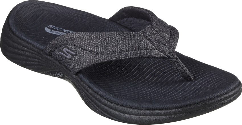 Skechers black best sale womens flip flops