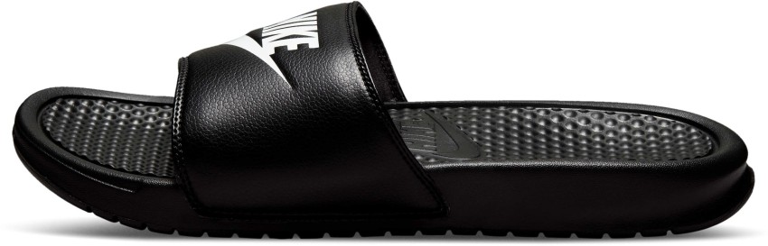 Nike benassi slides cheap women's black and white