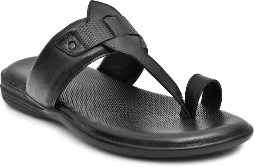 Mens black leather online flip flops