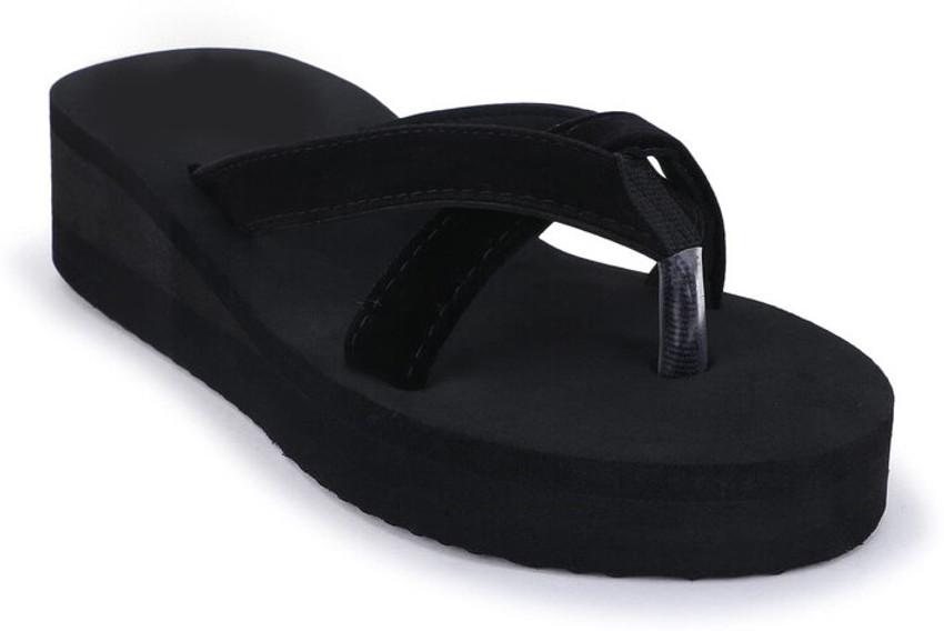 Black clearance platform slippers