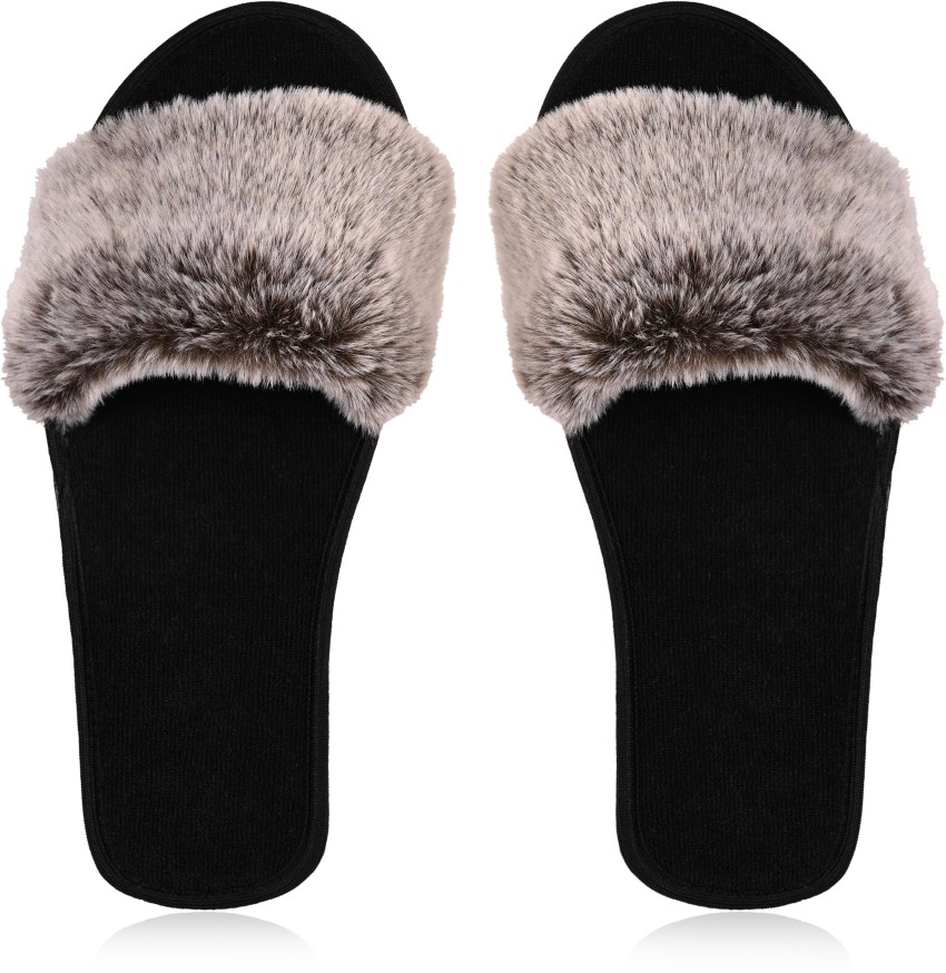 MF Home Footwear Men's Fur House Slipper for Men Soft Fuzzy Fur