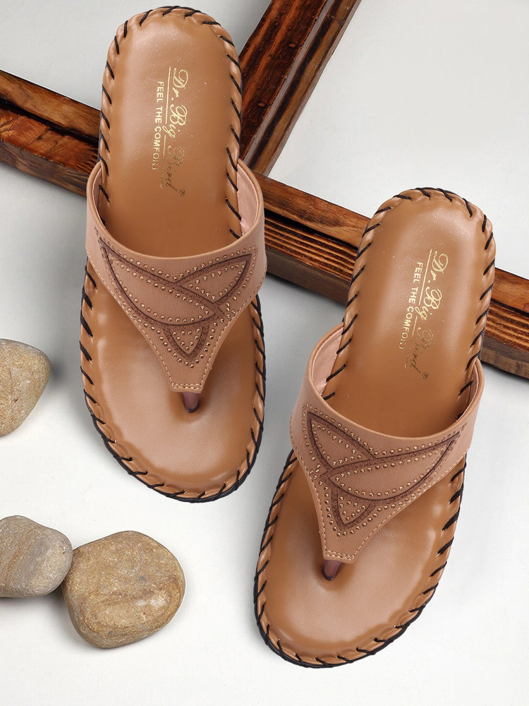 Big Bird Women Beige Shimmer Synthetic Leather Doctor Slippers