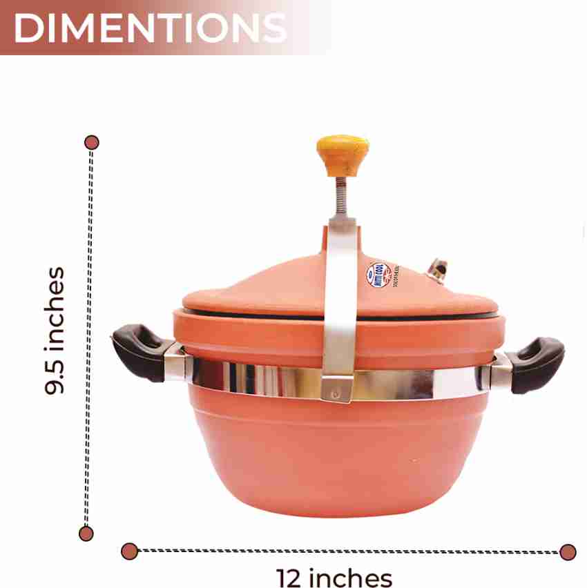 Mitti) Clay Pressure Cooker with Glass Lid (3 Litres)