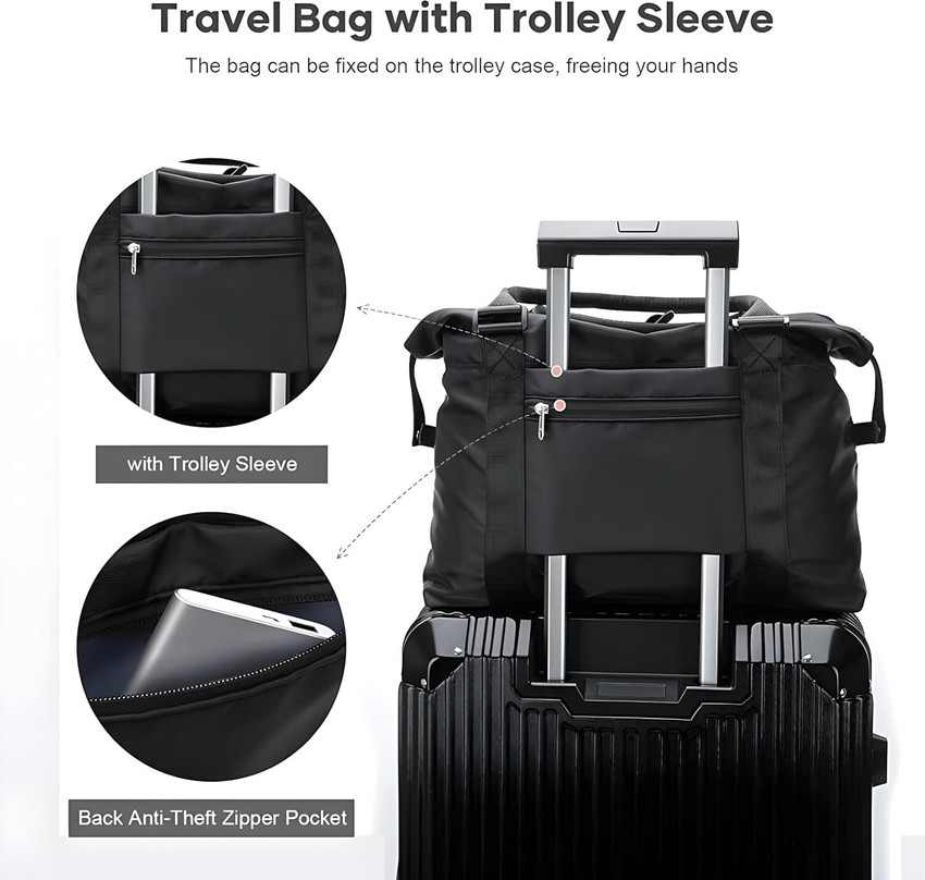 JIALTO 40L Nylon Expandable Travel Duffle Bag for Women Luggage Foldable Vanity Bag Small Travel Bag Expanded Dimensions 41cm 16.1in x 23cm 9.1in x 38cm 14.9in W x D X H Price in