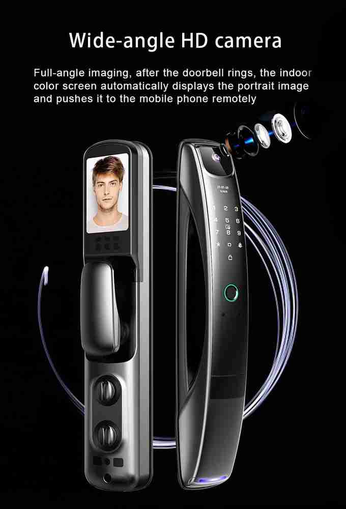 door lock with camera and doorbell
