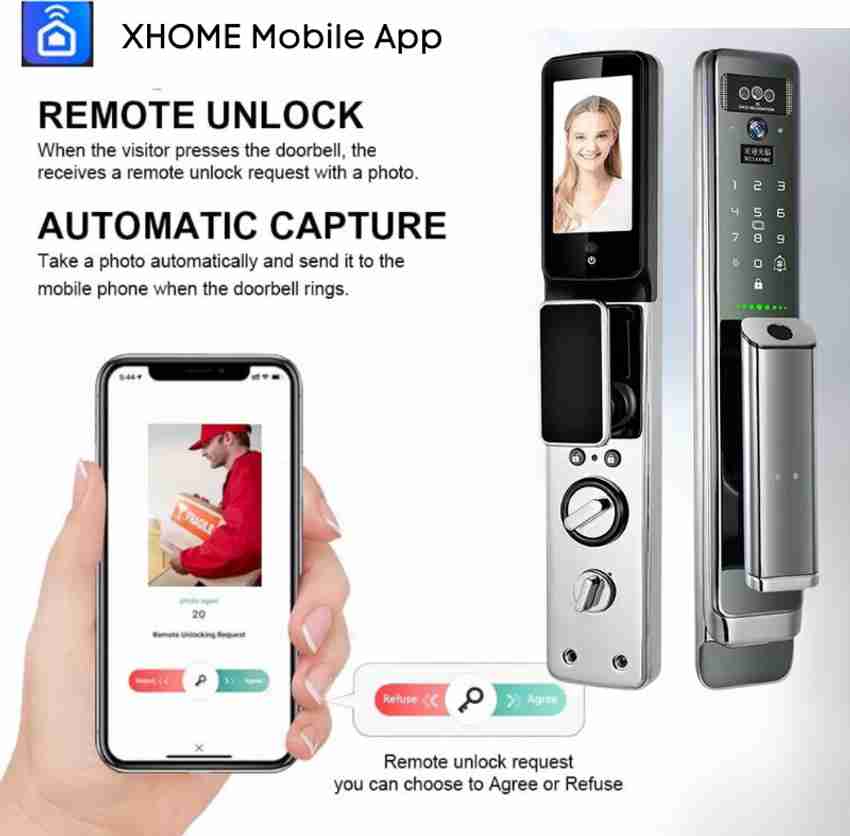 door lock with camera and doorbell
