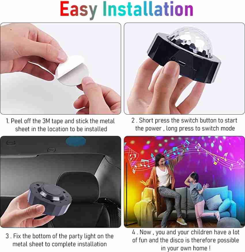 Mini Disco Ball Light Battery Operated, Sound Activated Multi