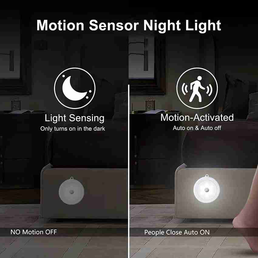 Hoteon Motion Sensor Light Motion Sensing Battery Powered LED Stick Anywhere Nightlight Wall Light for Entrance Hallway Basement Garage Bathroom Cabinet Close White Light Smart Sensor Light Price in I...