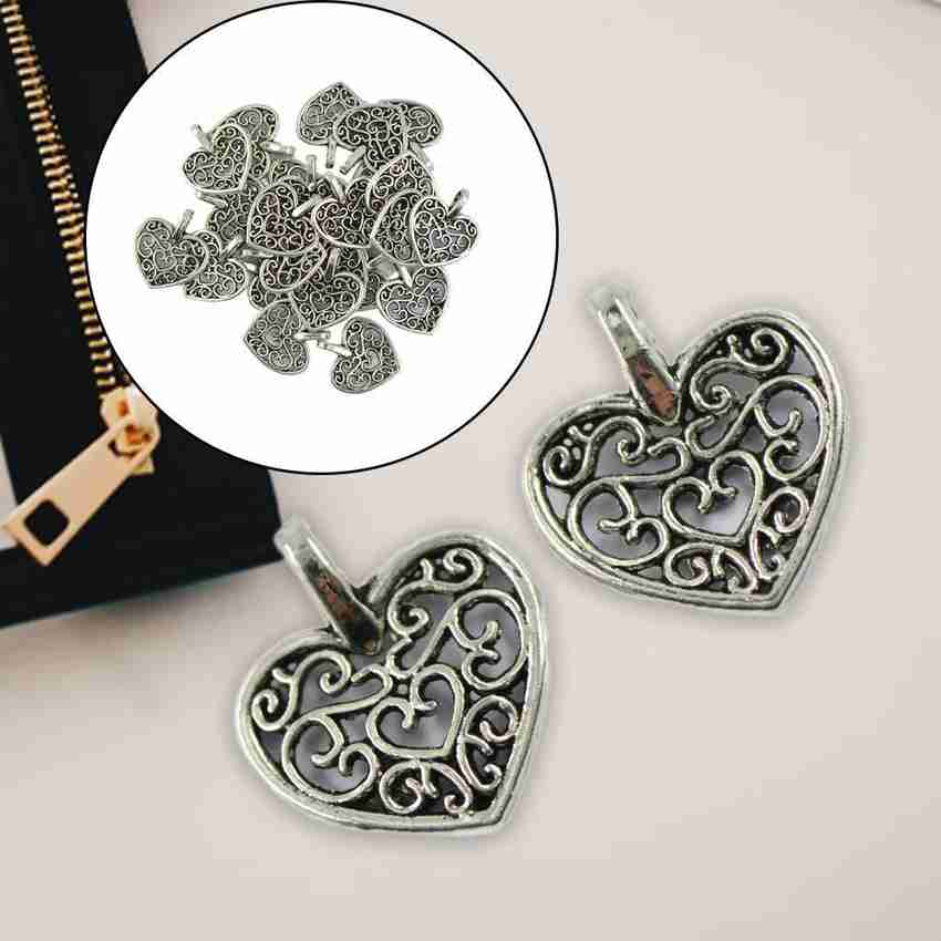Calandis 50 Pcs Tibetan Silver Filigree Heart Charms Pendants DIY