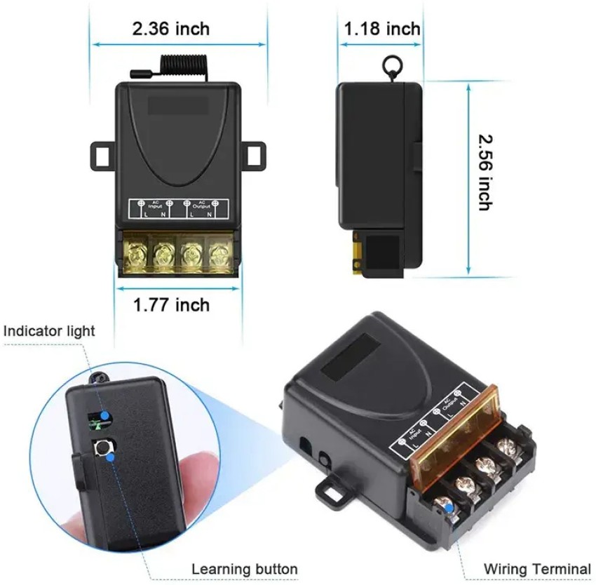 QIACHIP Wireless Remote Control Light Switch 220V Receiver Transmitter ON/ OFF Digital 1/2/3 Way