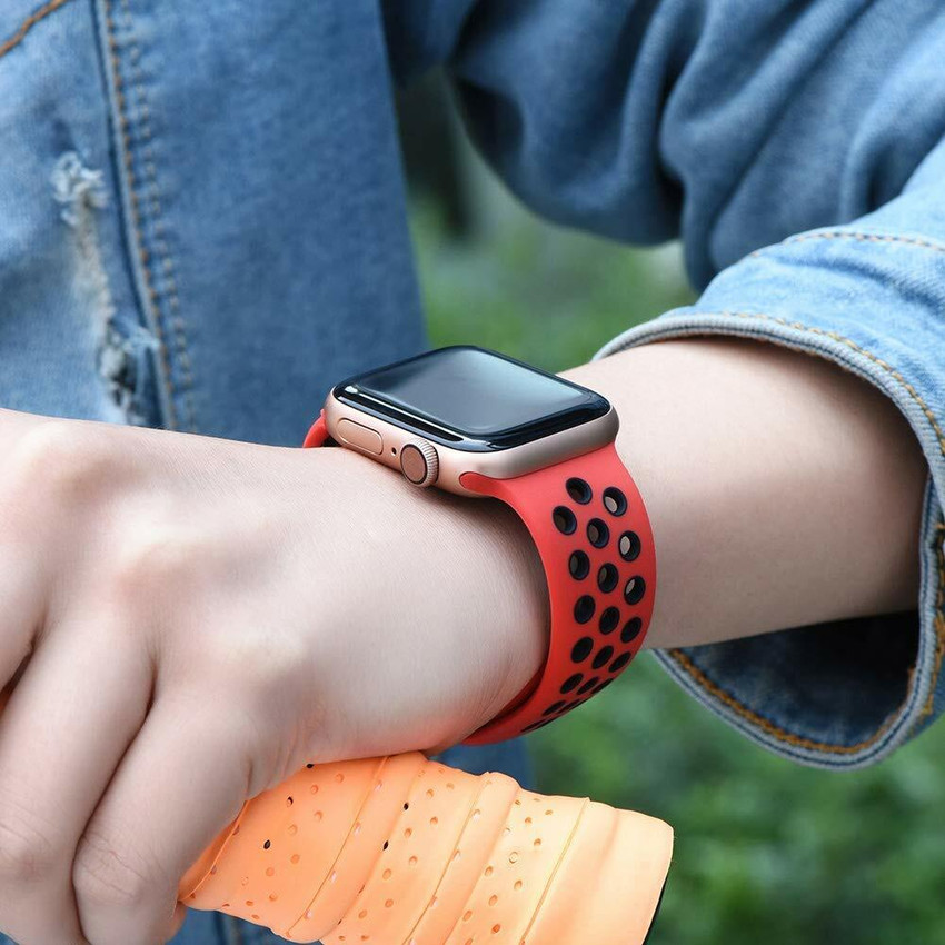 Red and black nike apple watch band shop