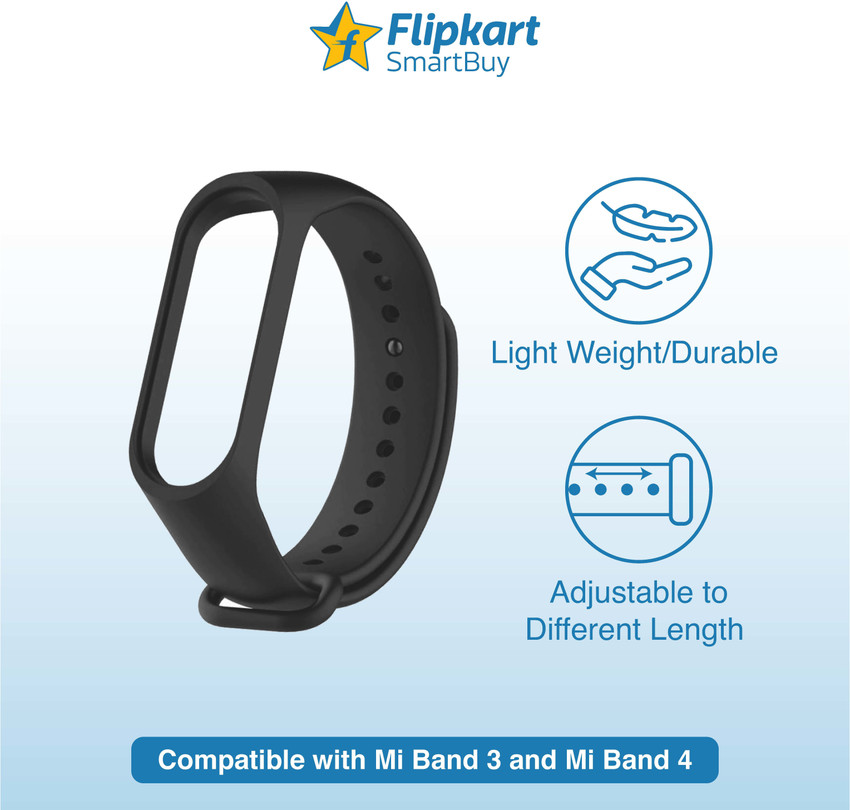 Flipkart SmartBuy Silicone Smart Band Strap for Mi Band 3 Mi Band 4 with Plain Design in Black Smart Band Strap Price in India Buy Flipkart SmartBuy Silicone Smart Band