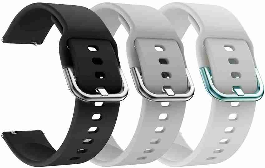 AOnes Pack of 3 Silicone Belt Watch Strap with Metal Buckle for
