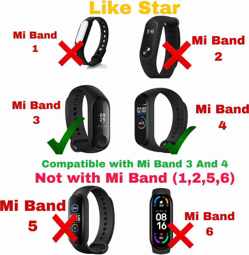 Like Star Mi Band 3 4 Strap Combo Of 6 Xiaomi Mi Band 3 4 Not Use with Mi Band 1 2 5 6 Smart Band Strap Price in India Buy Like Star Mi Band