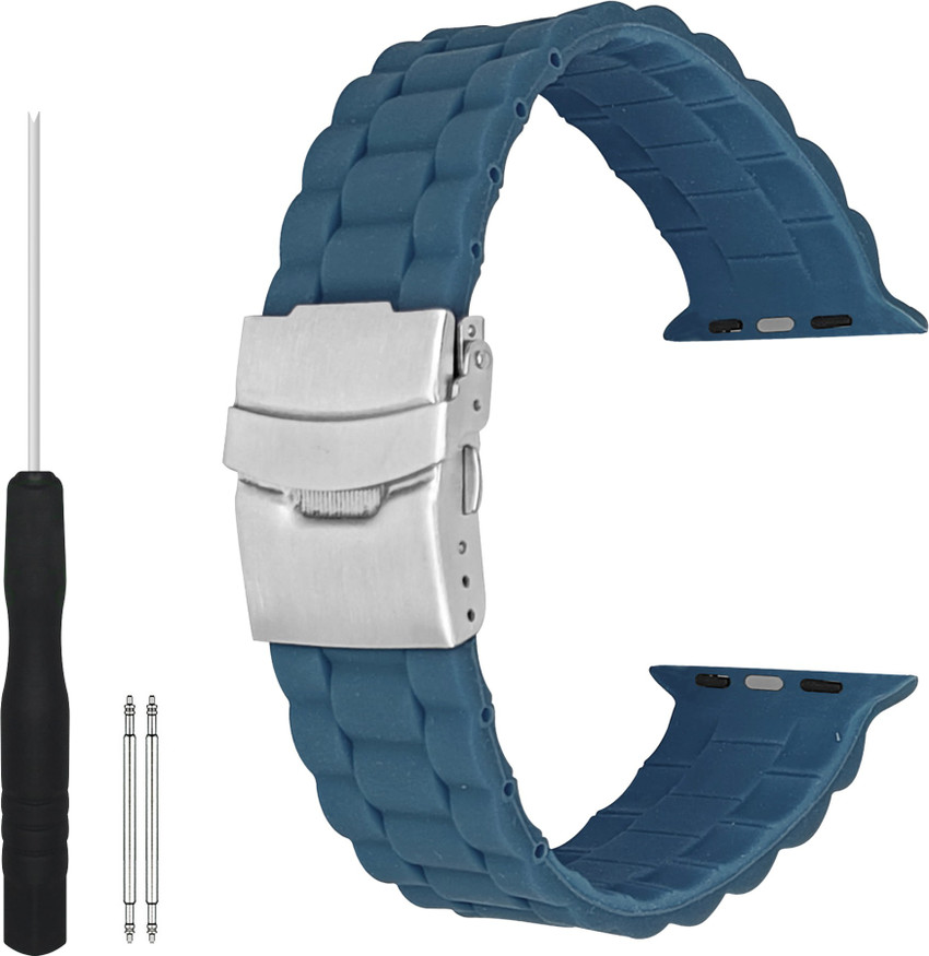 PaxMore Silicone Rubber Strap Band With Deployment Clasp Buckle
