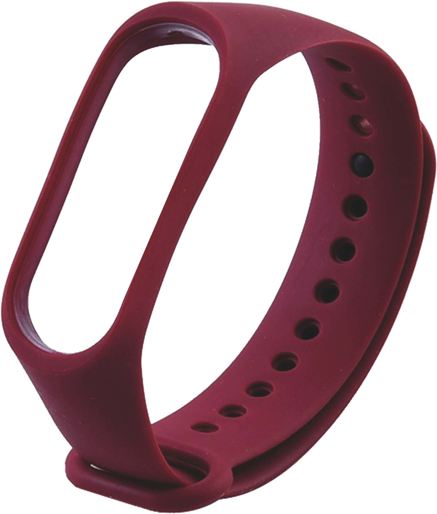 Microcart Silicone Strap for models Xiaomi Mi Band 3 and Mi Band 4 with Plain design and Wine Red color Device not included Smart Band Strap