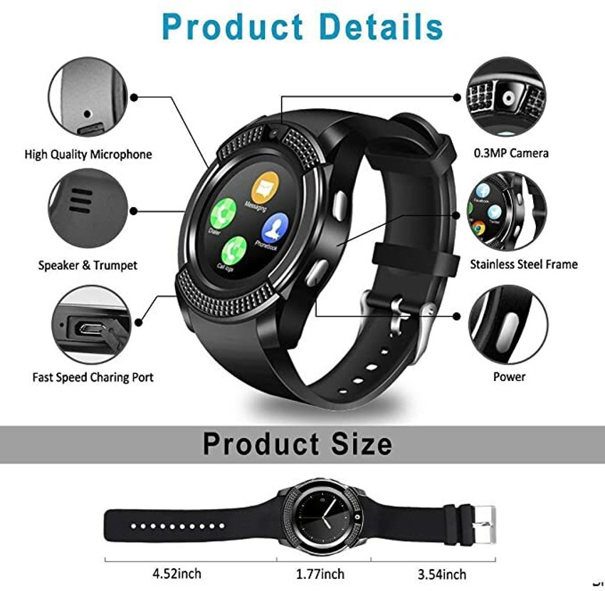 JYTIQ V8 Smart Watch with SIM Card Support Compatible with All Mobile Phones Smartwatch Price in India Buy JYTIQ V8 Smart Watch with SIM Card Support Compatible with All Mobile Phones