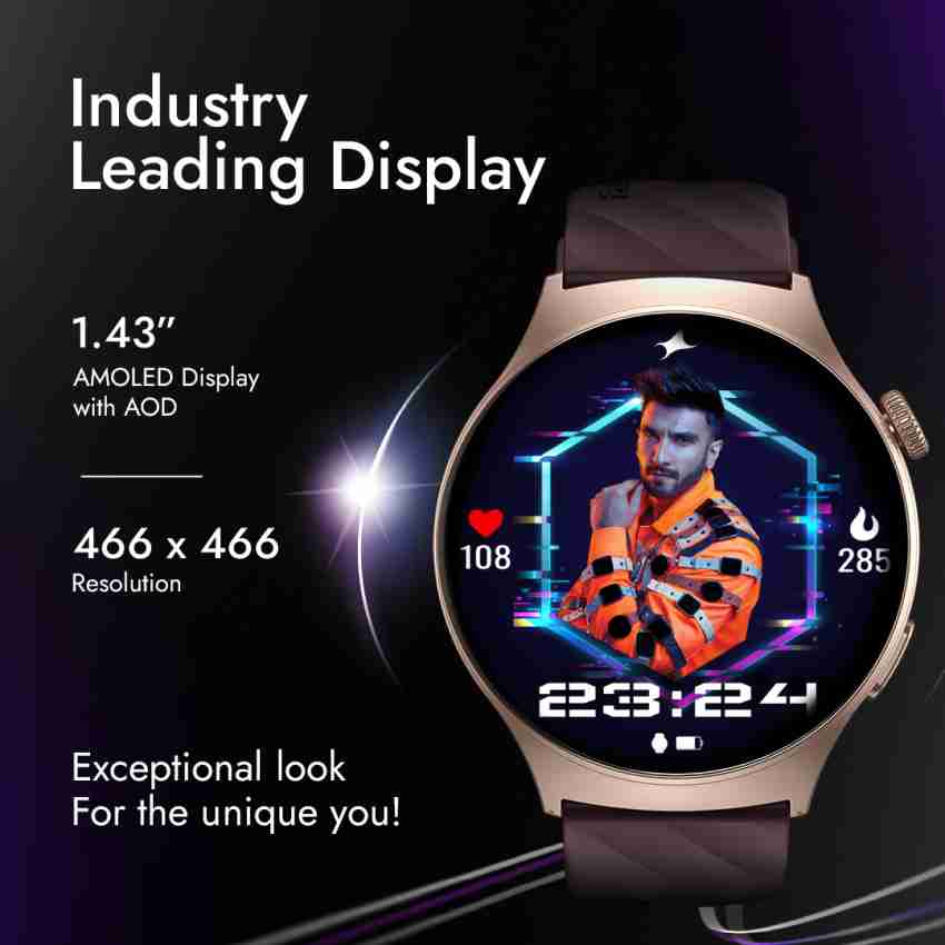 TITAN Evoke Smartwatch with Bluetooth Calling (36.32mm AMOLED Display, IP68  Water Resistant, Black Strap)