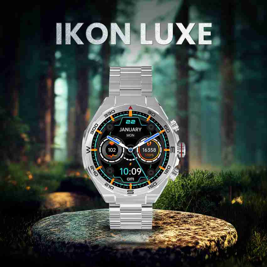 Gizmore IKON Luxe 3.93cm FHD Display AOD with 600 NITS I Active Crown 3 Buttons Smartwatch Price in India Buy Gizmore IKON Luxe 3.93cm FHD Display AOD with 600 NITS