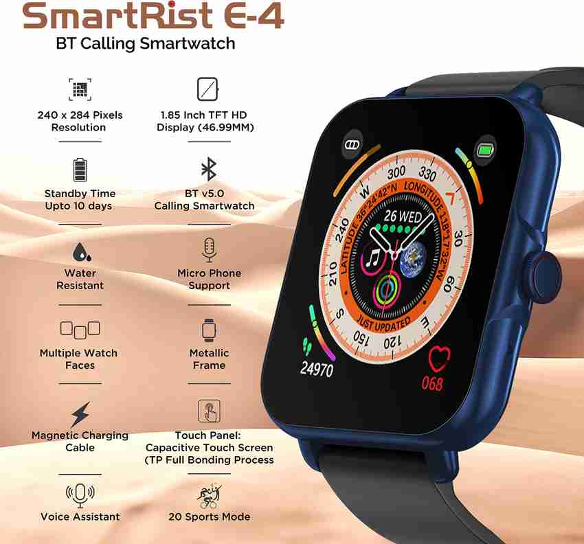 Elista SmartRist E 4 BT Calling 1.85 inch HD Display with AI Voice
