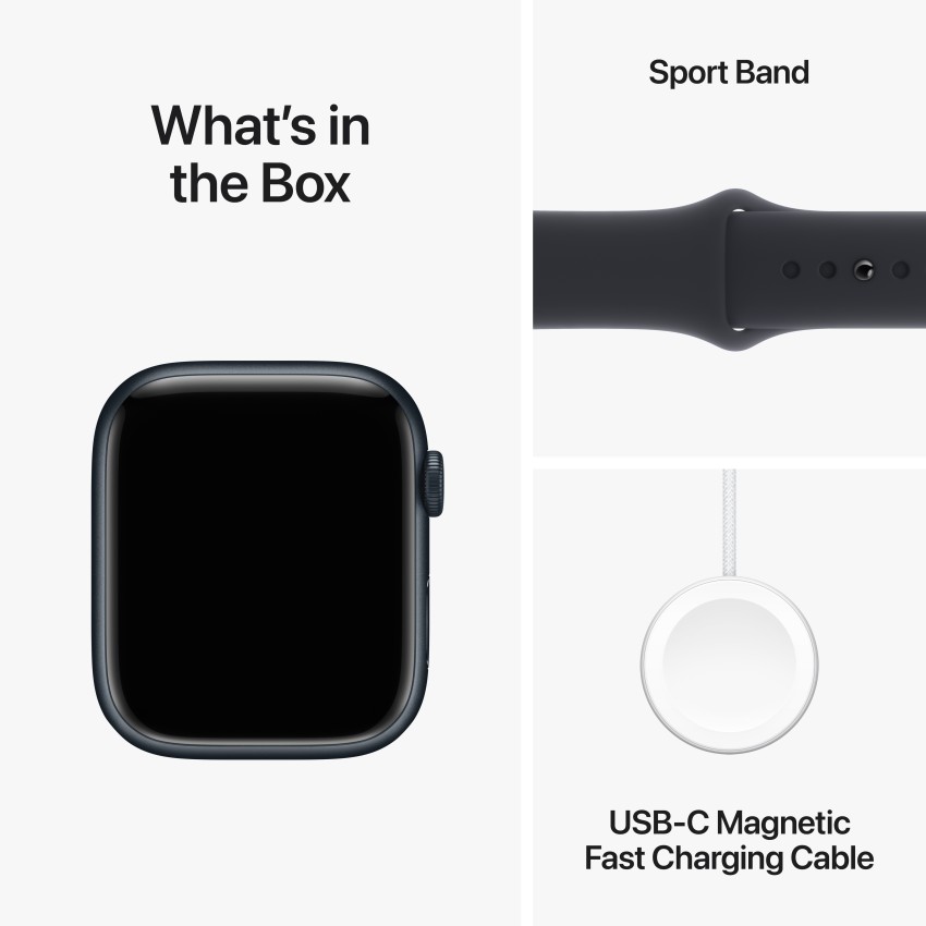  Apple Watch Series 9 GPS 45mm Midnight Aluminum Case with  Midnight Sport Band - M/L with AppleCare+ (2 Years) : Cell Phones &  Accessories