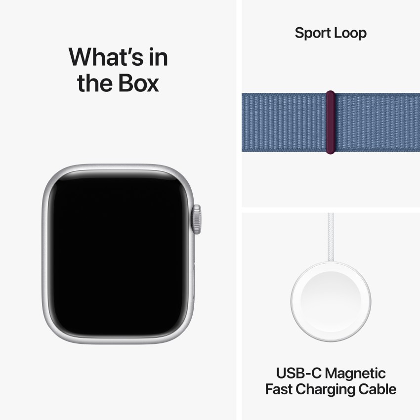 Apple Watch Series 9 GPS + Cellular 45mm Silver Aluminum Case with Winter  Blue Sport Loop 