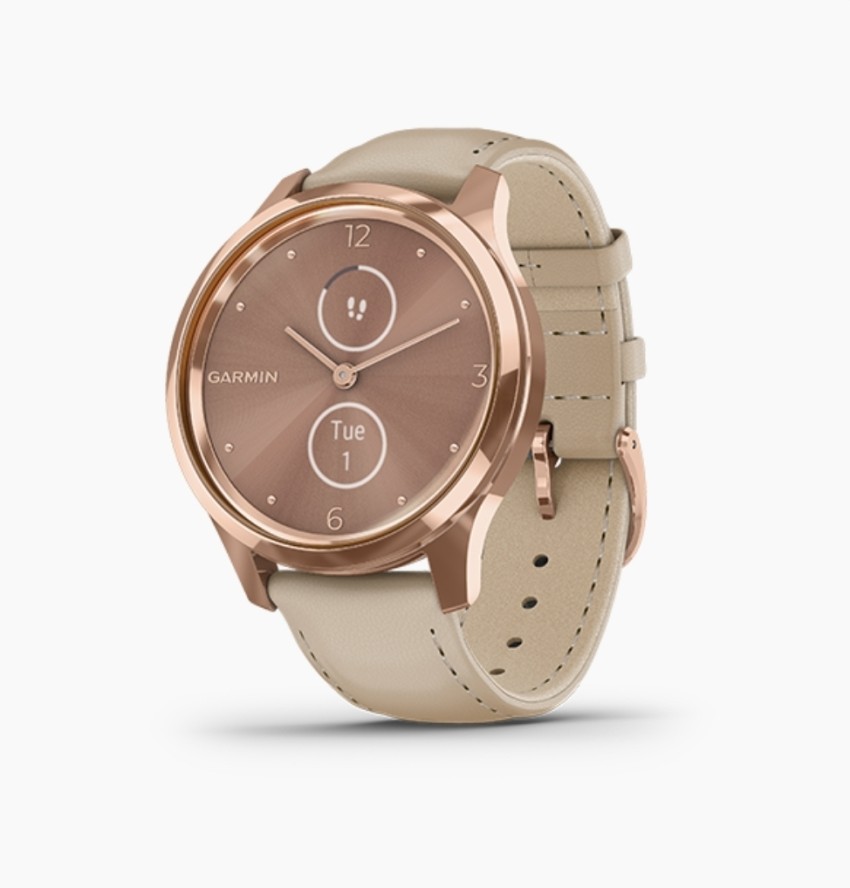 GARMIN Vivomove Luxe Hybrid Smartwatch Rose Gold with Light Sand