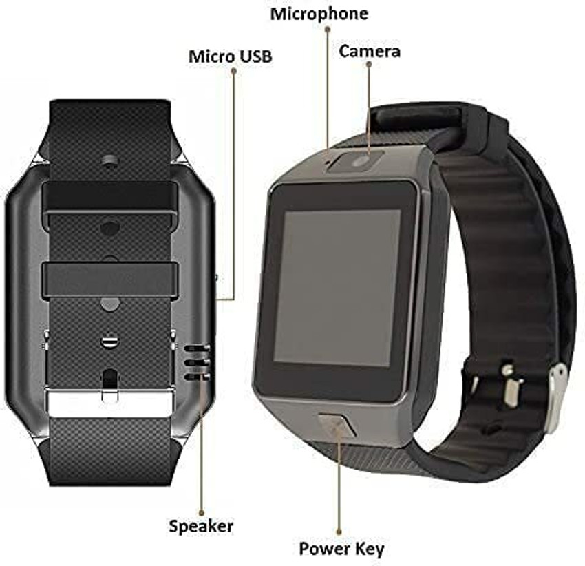 Globalspectra DZ09 smart watch black color for unisex with calling