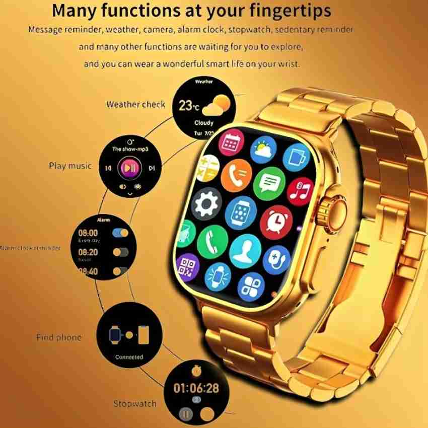 PunnkFunnk S9 Ultra Gold Watch With Many Features Bluetooth Call and Smart  Notification Smartwatch