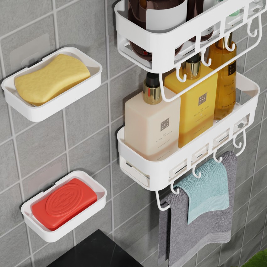 Vodzy 8 Bathroom Shelf and Soap Dish Combo (4 Bathroom Shelves+ 4 Soap Dish  Holder) Plastic Wall Shelf Price in India - Buy Vodzy 8 Bathroom Shelf and  Soap Dish Combo (4