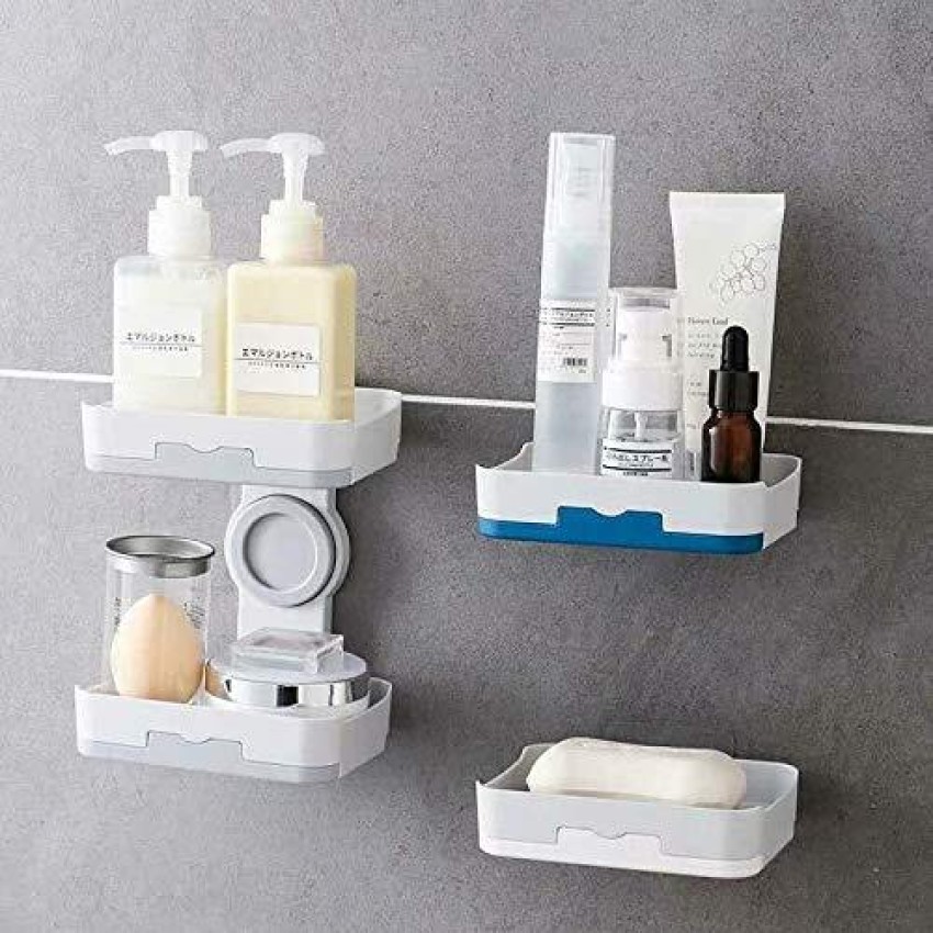 Wall Mounted Soap Dish Drain Soap Holder for Bathroom Self Adhesive Soap  Dish Plastic Soap Container Bathroom Accessories