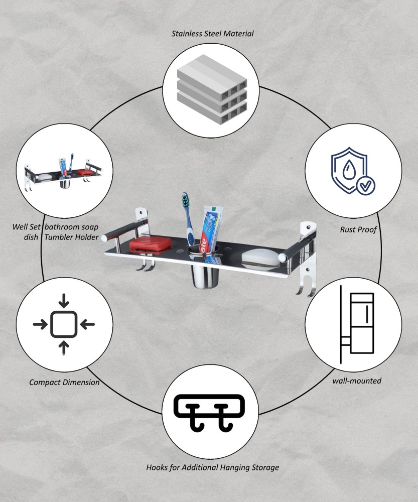 Well Set bathroom soap dish Tumbler Holder&Paste-Brush Stand Rack multi  purposes Price in India - Buy Well Set bathroom soap dish Tumbler  Holder&Paste-Brush Stand Rack multi purposes online at