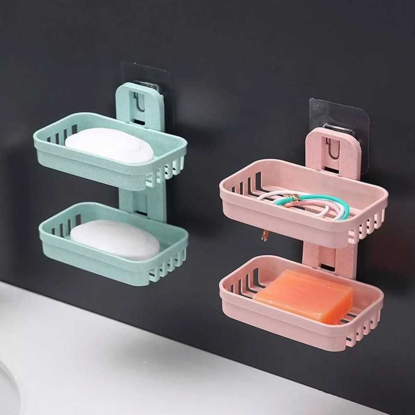 Waterproof Wall-mounted Soap Dish with Lid Home Shower Soap Holder Draining  Rack Storage Tray Container