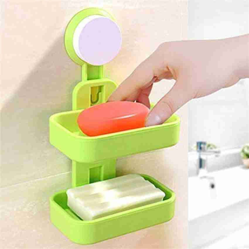 Double Layer Soap Holder Wall-mounted Household Bathroom Drain Soap Dishes  Box Toiletries Organizer Kitchen Storage