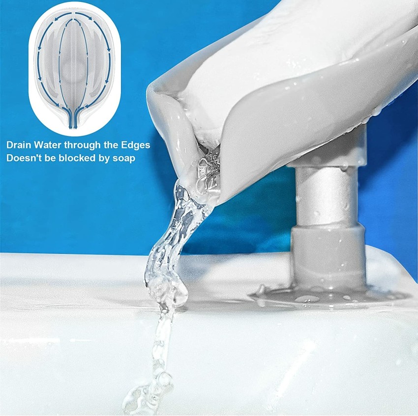 2 Pack Self Draining Soap Dish Holder For Shower, Bathroom, Kitchen Grey  Blue