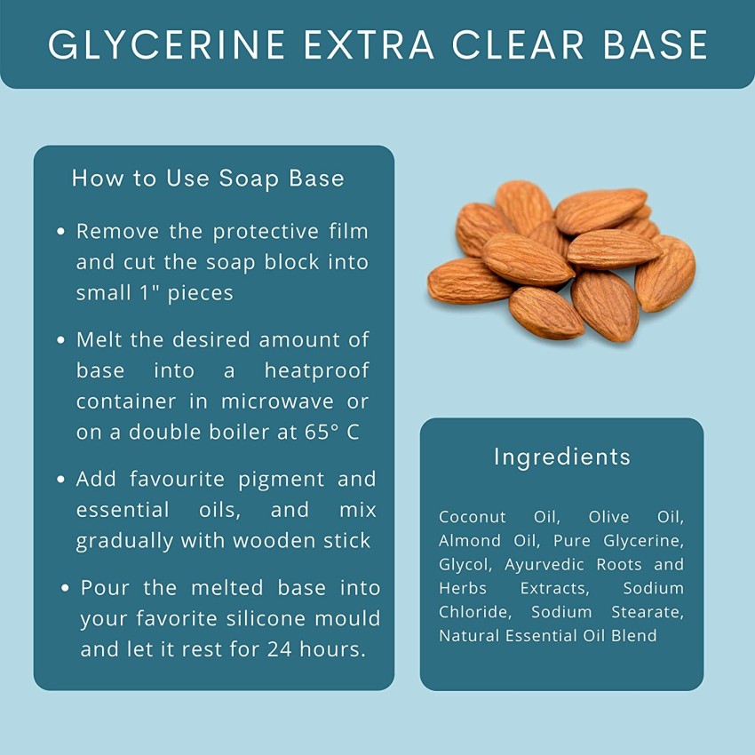 Clear Transparent Glycerine Soap Base 1kg - 100% Pure & Natural