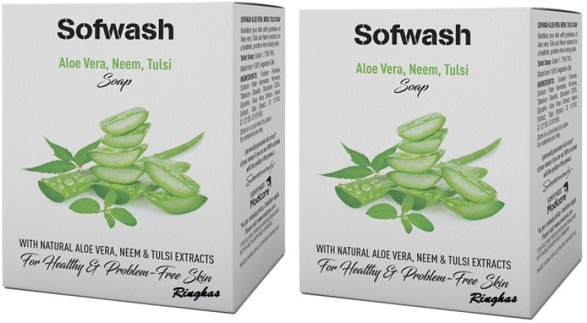 RINGHAS Modicare Sofwash Aloe Vera, Neem, Tulsi Soap 2*4*75g ( Set of 2 ) -  Price in India, Buy RINGHAS Modicare Sofwash Aloe Vera, Neem, Tulsi Soap  2*4*75g ( Set of 2 )