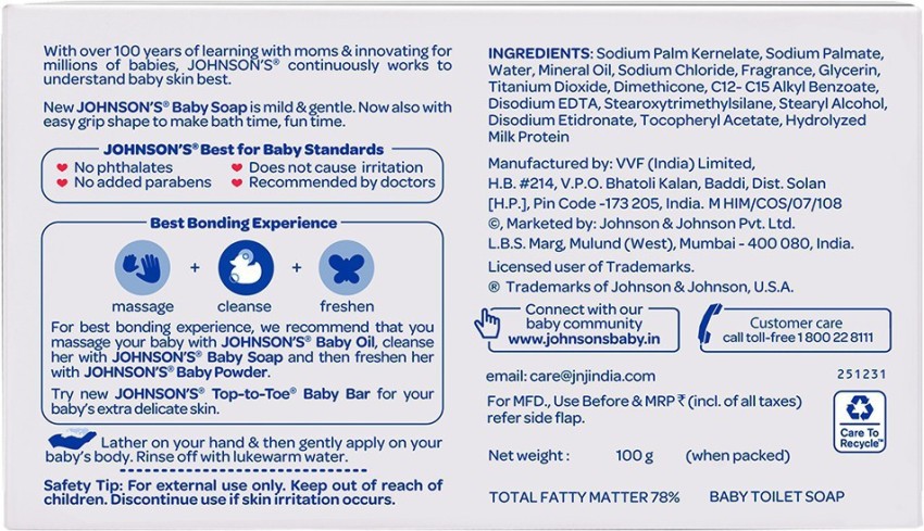 JOHNSON'S Baby Soap with baby lotion and vitamin E - 150gms