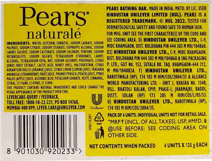 Pears online soap ingredients
