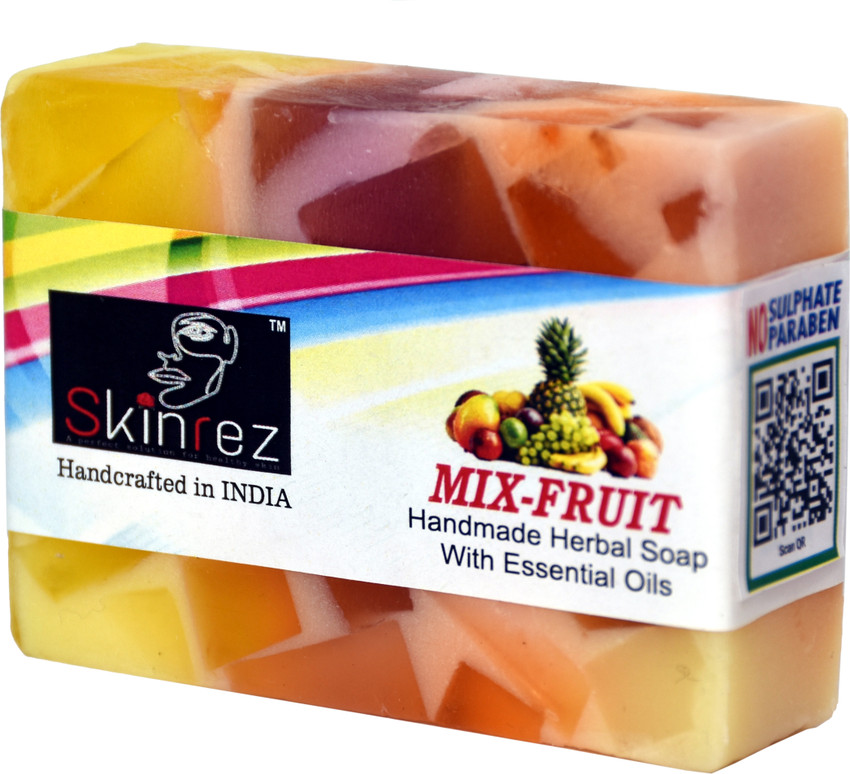 Skinrez handmade Mix Fruit soap SLS and Paraben free Pack of 1