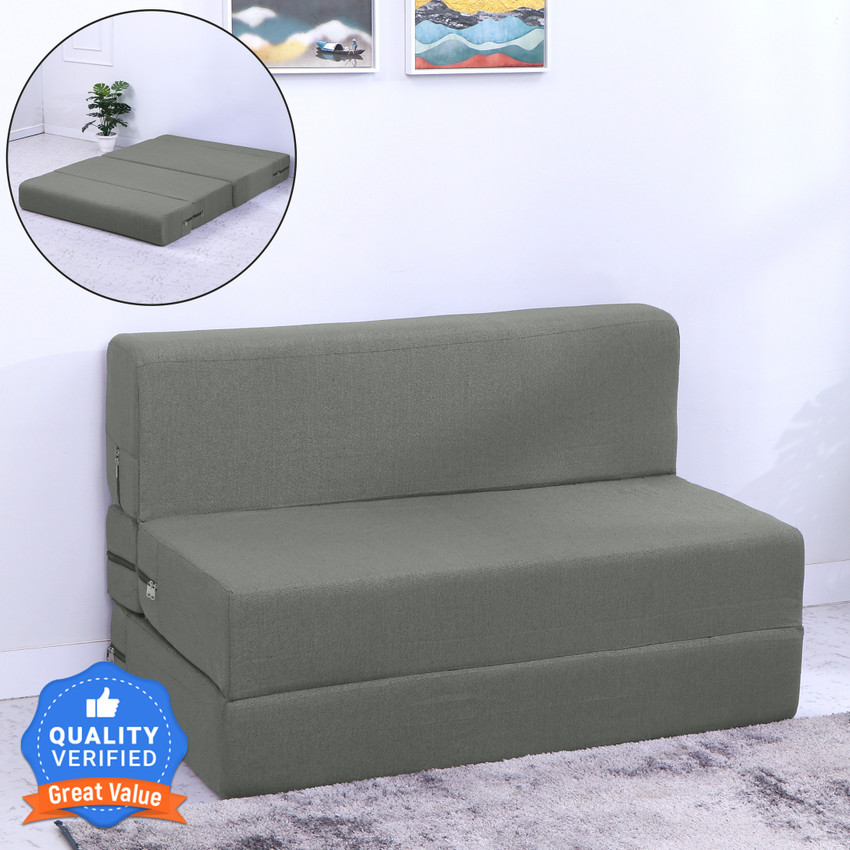Flipkart Perfect Homes Exotica 72x36x8 inch Low Floor Washable Jute Fabric 1 Seater Single Foam Fold Out Sofa Cum Bed