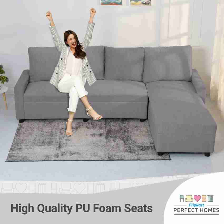 Flipkart Perfect Homes Porto L Shape Fabric 6 Seater Sofa (Finish