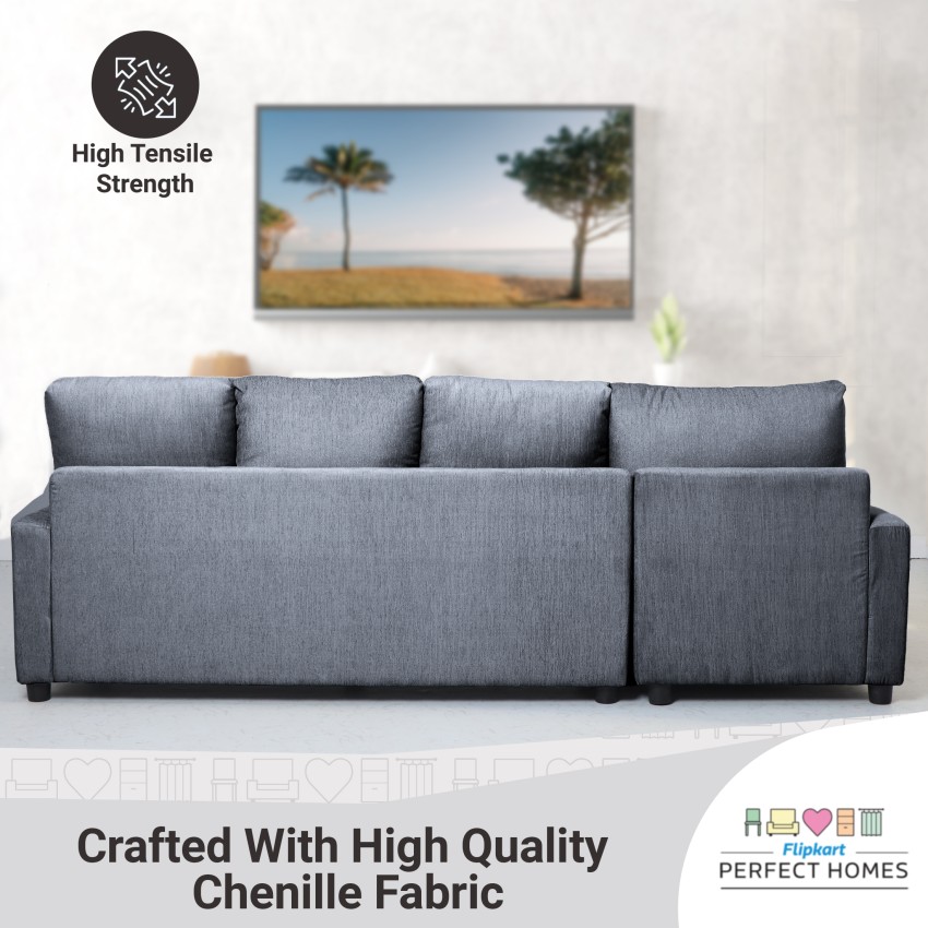 Flipkart Perfect Homes Porto L Shape Fabric 6 Seater Sofa (Finish